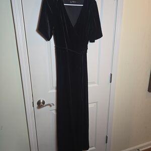 Elegant Black Velvet Wrap Dress